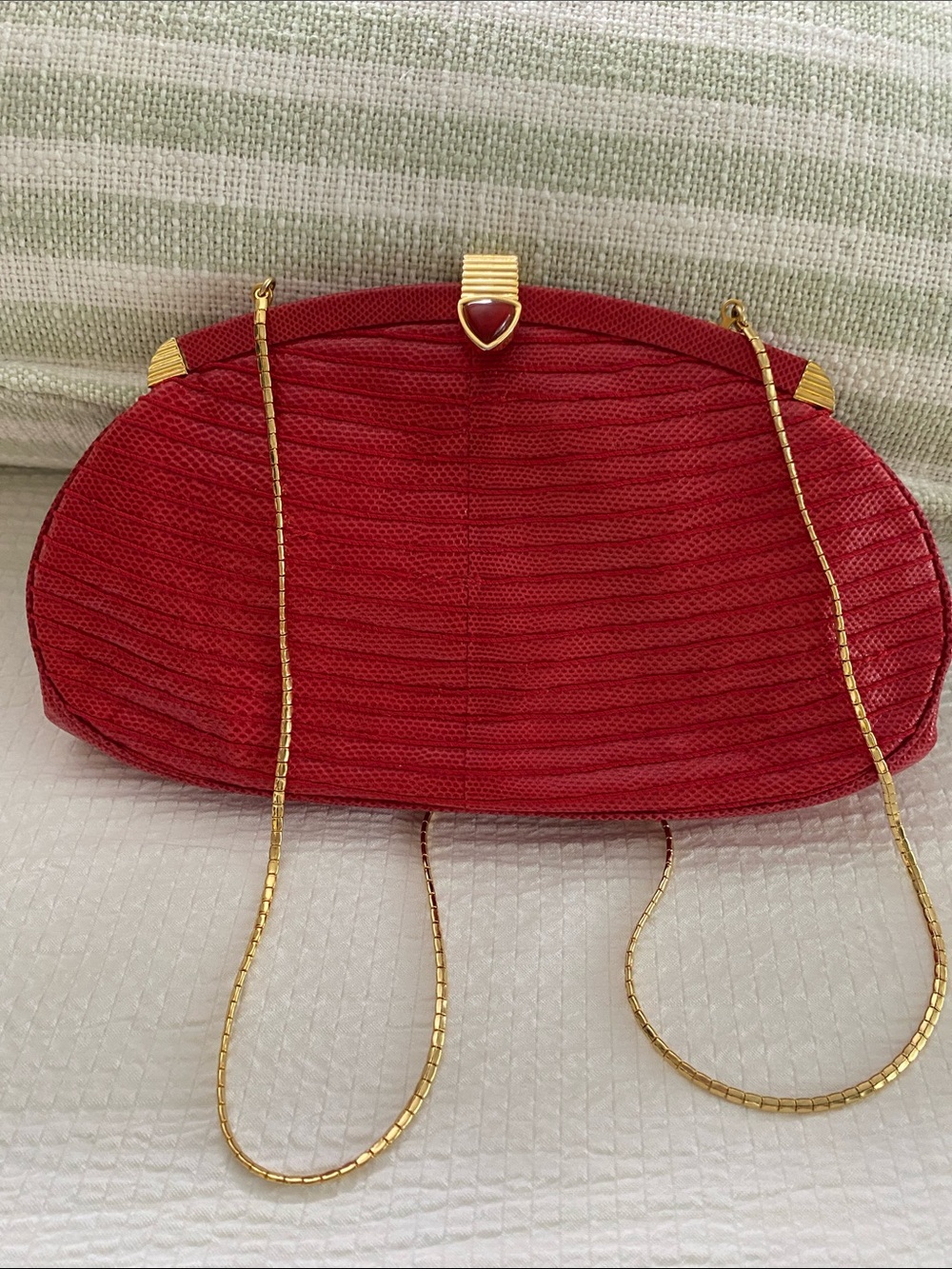 Vintage Judith Leiber red snakeskin clutch & crossbody Bag.